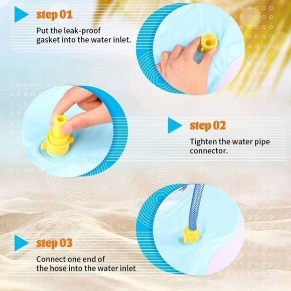 Ottoy Splash Water Mat,68'' Sprinkler Pool Pad 'World Animal Map' learning Toys - Picture 5 of 7